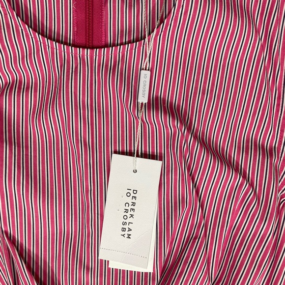 NWT Derek Lam 10 Crosby “Pandora” Striped Pleated Peplum Tie-Front Top - Picture 9 of 12